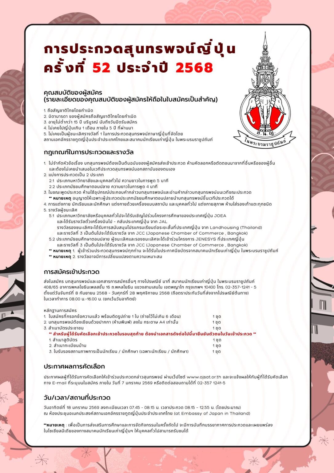 ประกวดสุนทรพจน์ภาษาญี่ปุ่น ครั้งที่ 52